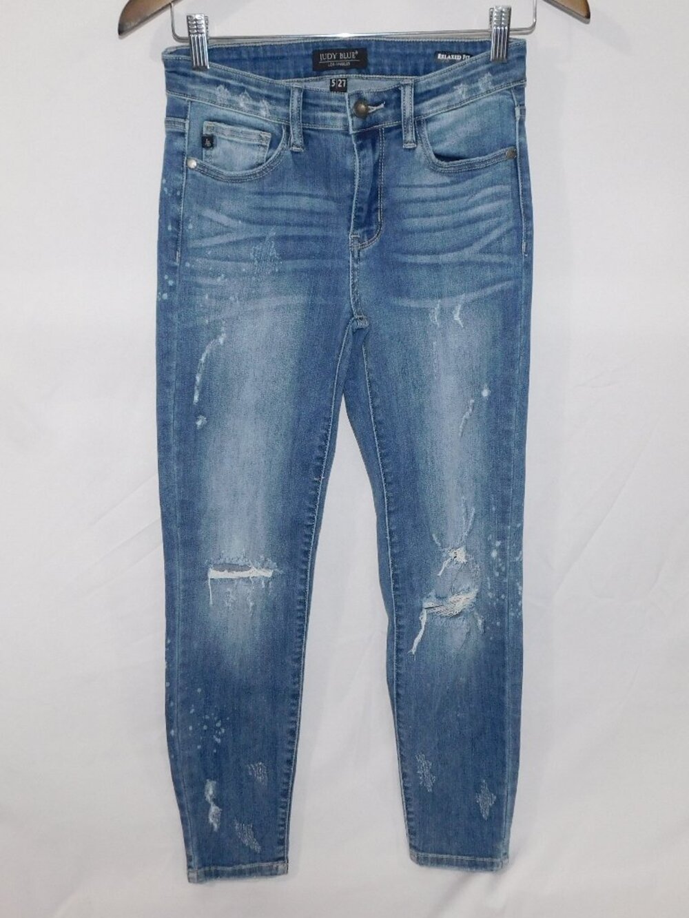 Judy Blue Relaxed Fit Ankle Mid Rise Destressed Blue Jeans Womens 5 / 27 Hayride